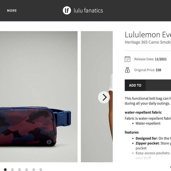 NWT Heritage 365 Camo Smoky Red Night Sea Multi lululemon Everywhere Belt Bag - Picture 12 of 12